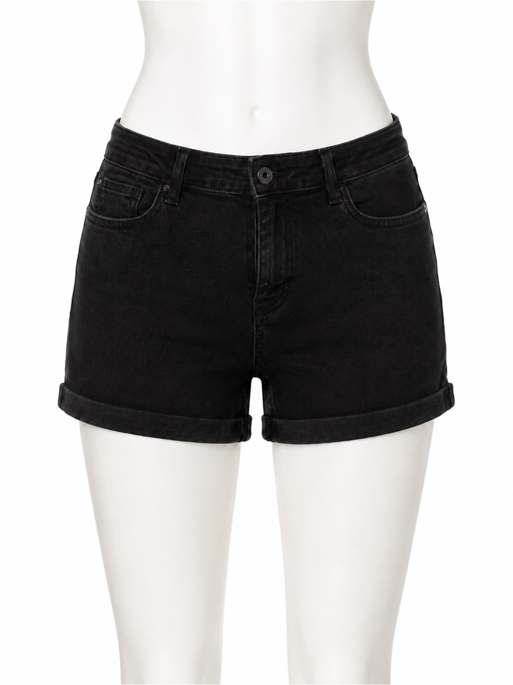 GUESS Black Cuffed Denim Shorts